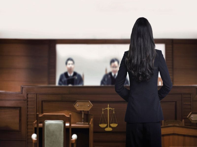 woman in court room