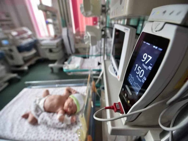 newborn baby in maternity ward