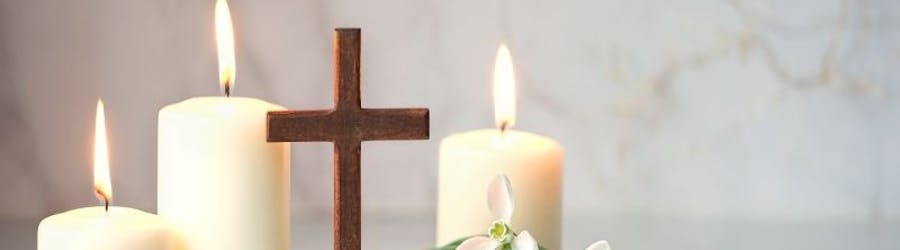 wooden cross and candles